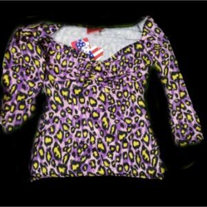 NWT Deadly dames purple leopard print 3/4 sleeve top